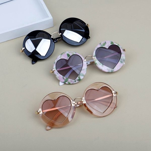 

luxury round love kids sunglasses metal heart baby girls sunglasses for boys gafas de sol, Blue