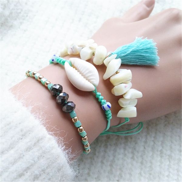 

white shell beads conch blue tassel anklets trendy fashion summer beach jewelry charm bracelets for women female jewelry gift