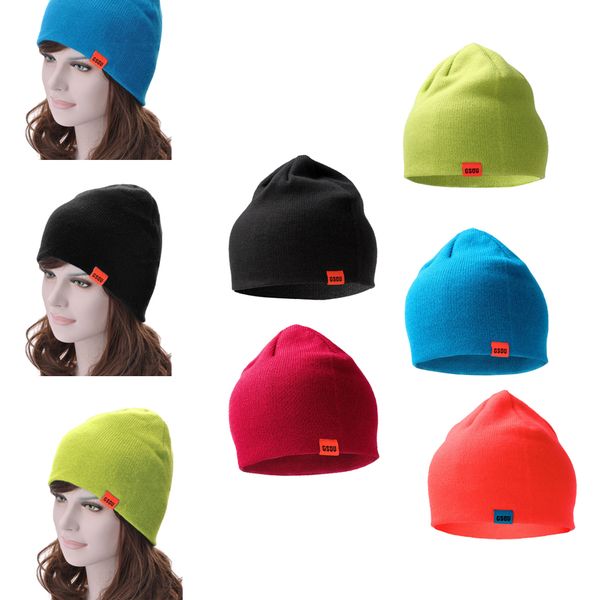 

warm winter knitted hat cap solid color beanie skull hat men women outdoor sports accessories