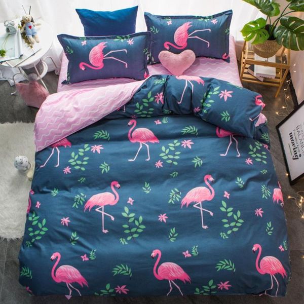 Pink Bird Printed Bedding Set Duvet Cover Bed Sheet Pillowcase 2 0