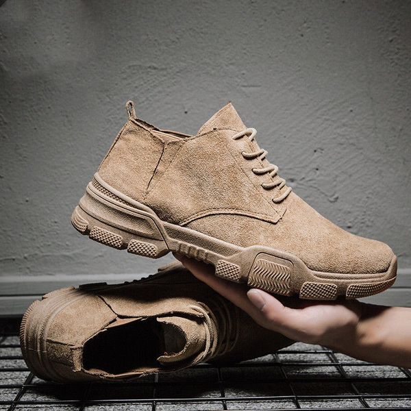 

spring and autumn men's casual boots wild fashion shallow mens casual tooling boots england style mens flat, Black