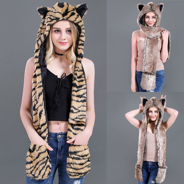 

gorros mujer invierno fashion multifunction hat scarf outerwear gloves faux fur animal ear hat czapka zimowa sombrero mujer, Blue;gray
