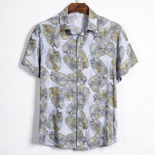 

2020 summer men casual shirts fashion hawaiian printed short-sleeve beach shirts holiday floral streetwear camisa masculina, White;black