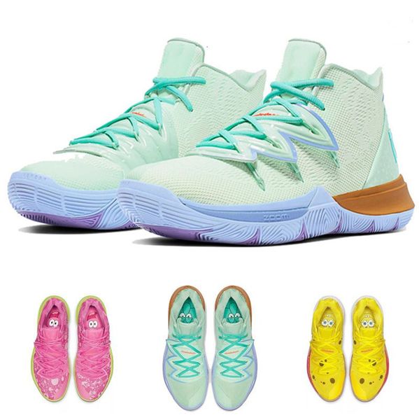 

kyrie5 5s squidward sponge pink patrick black gold mens basketball shoes for sale irving 5 sports sneakers size 40-46