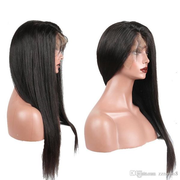 

lace front human hair wigs middle part pre plucked hairline with baby hair bleached knots 4*4inch lace front wig knhj21, Black