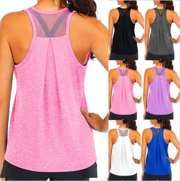 

women running shirts sleeveless gym tank yoga vest women sportswear mesh breathable workout tank dry fit fitness clothes, White;red