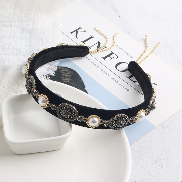 

other fashion retro geometric headband rhinestone jewelry pearls wild birthday bride headdress accessories party gift, Golden;white