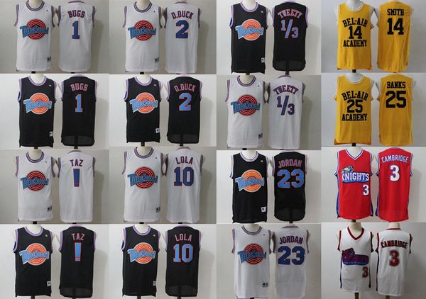 

tune squad space jam movie jersey 1 bugs bunny 2 daffy duck 1 3 tweety bird 10 lola bunny basketball jerseys, Black;red