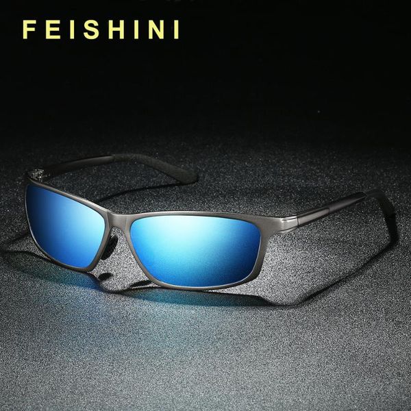 

feishini brand metal yellow lens sunglasses men sports polarized night vision uvb fashion driving glasses woman 2020 eyewear, White;black
