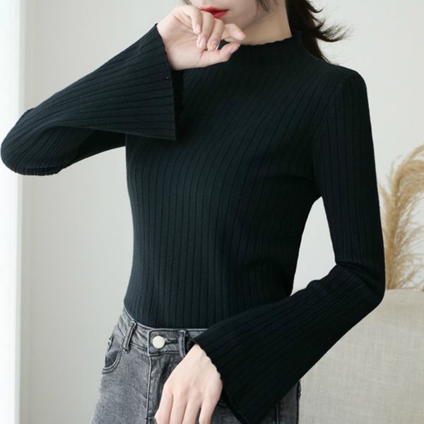 

new sweater for women 2019 autumn long sleeve sweater women fashion knitted turtleneck pullover clothes c297, White;black