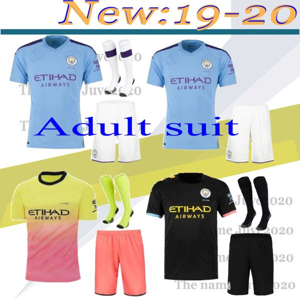 

19 20 manchester soccer jersey city memphis mata 2019 2020 kun aguero sterling de bruyne silva sport football shirt adult, Black