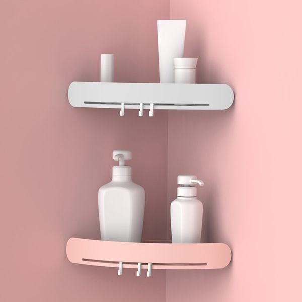 

1 pcs bathroom punch-corner rack bathroom fixtures plastic storage rack kitchen tripod corner shelf