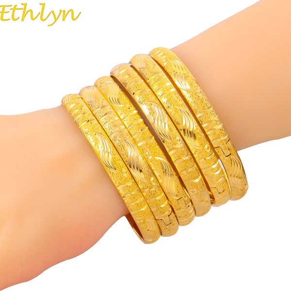 

ethlyn 6pcs/lot punk style dubai gold jewelry gold color bangles for ethiopian bangles & bracelets ethiopian jewelry b054, Black