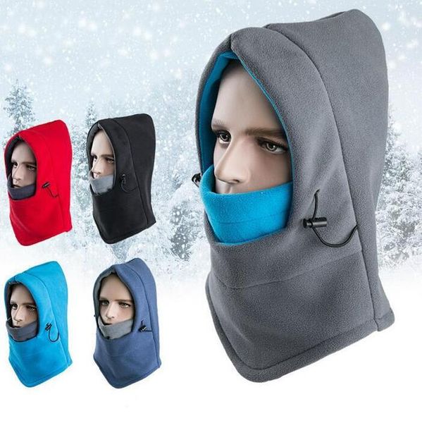 

winter ski face mask cycling masks fleece hood hat sports mask warm windproof neck thermal men woman hat, Black