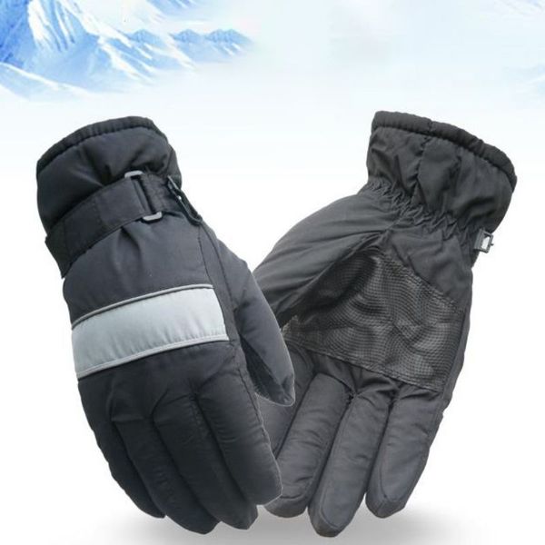 

snow gloves winter waterproof windproof cold non-slip warm full finger gloves children ski mountaineering, Black