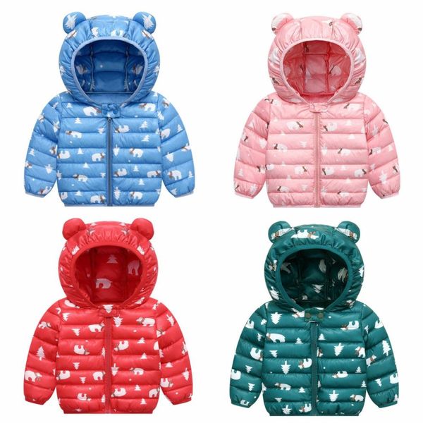 

children's jacket new 2019 autumn and winter cartoon printing boys and girls down cotton clothes men women baby short coat, Blue;gray
