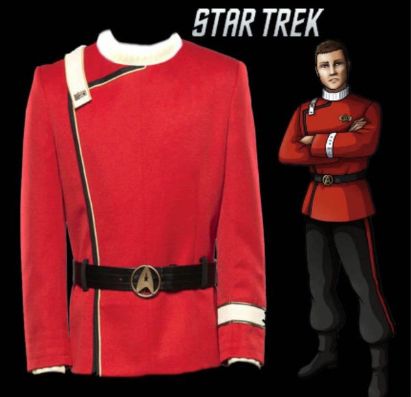 

star trek ii:the wrath of khan starfleet uniform undershirt cosplay costume, Black;red
