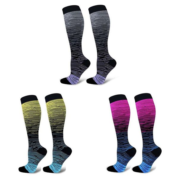 

uncompression socks sport knee high/long gradient printed polyester nylon hosiery footwear accessories k soft, Black