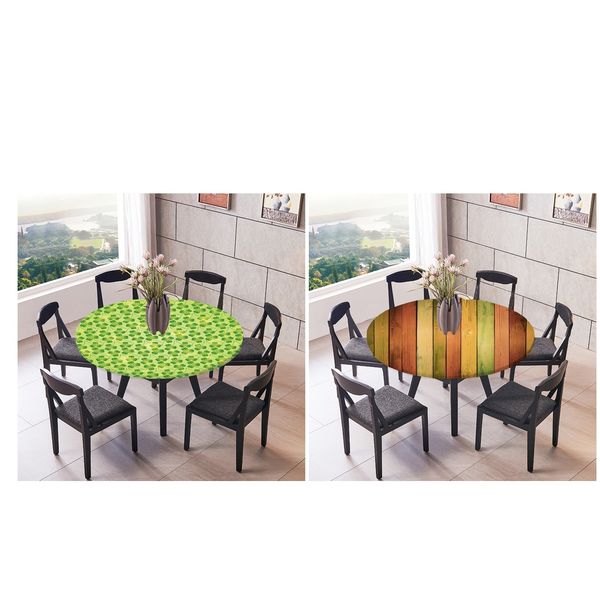 

2x colorful 1.5m elastic edged polyester fitted natural feelings table cover