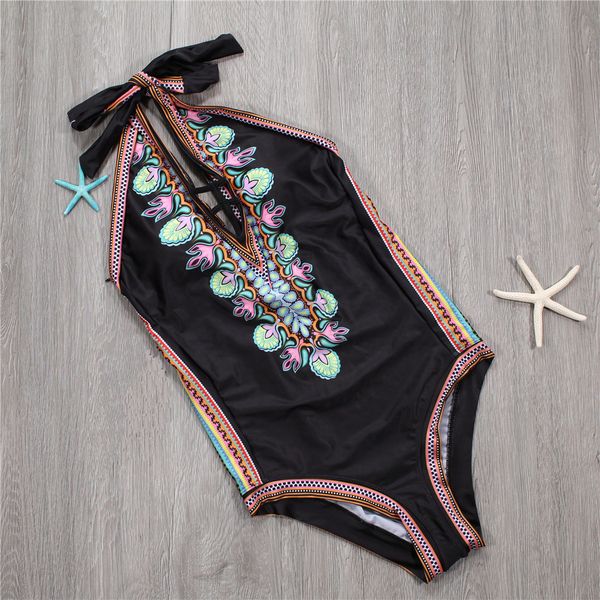 

черный цветочный printed цельный купальник бикини купальники купальники пляжная для женщин купальники монокини backless, White;black