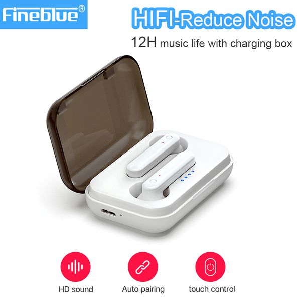 

fineblue j10 tws wireless bluetooth v5.0 earphones 8d stereo super bass touch control earbuds hd talking pk t3 t10c tws