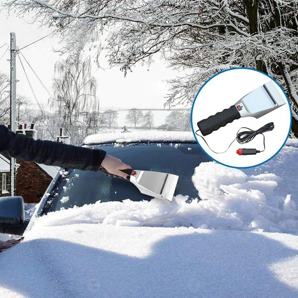 

12v electric heated car ice scraper automobiles cigarette lighter snow removal shovel windshield glass defrost clean tools new