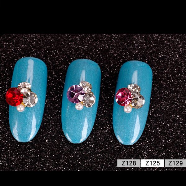 

2pieces crystal ab mixed size nail art rhinestones beads colorful with pearl jewelry diy nail art decor accessory d006, Silver;gold