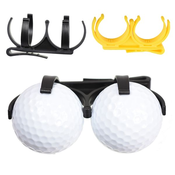 

2x golf accessory golf ball holder clip clamp for golfer clubs black+yellow