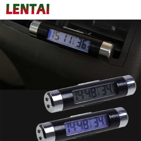 

lentai for octavia a7 a5 2 rapid fabia xc90 s60 xc60 1set car air outlet thermometer electronic clock blue