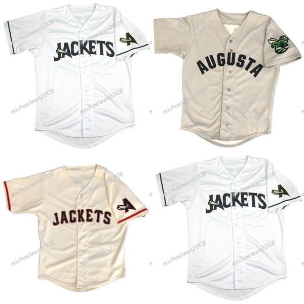 

mens augusta greenjackets white beige custom double stitched shirts baseball jerseys high-quality, Blue;black