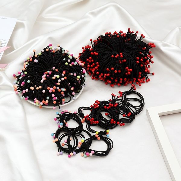 

korean-style 6 beads hair band small cherry bow for tying hair hairband 2 yuan shop stall supply of goods, Brown