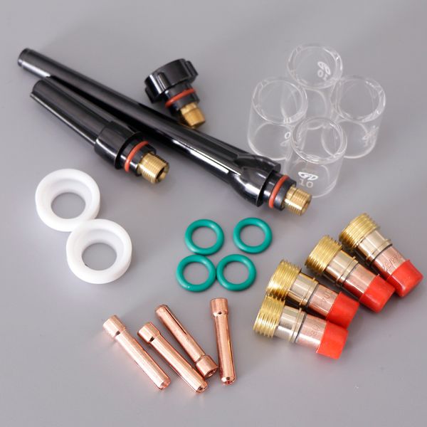 

23pcs tig kit gas lens for wp-17 wp-18 wp-26 wl20 torch accessories spares parts lanthanated tungsten
