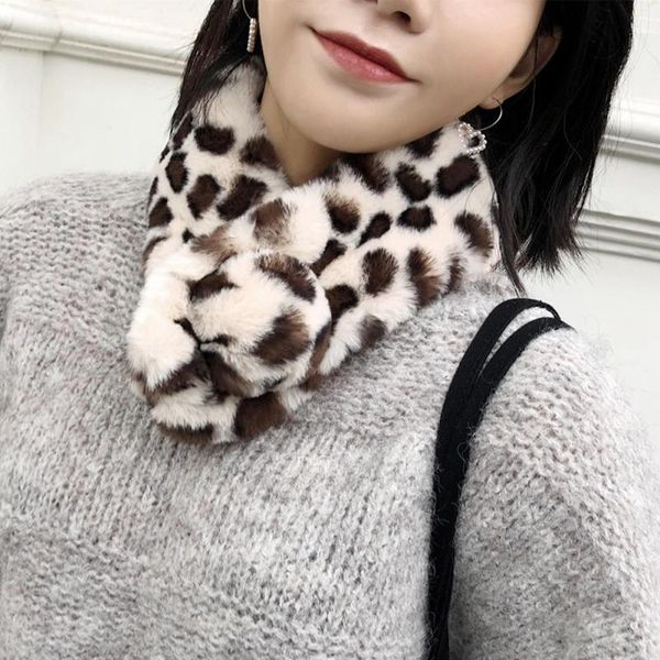 

women winter warm soft leopard print faux fur scarf collar neck wrap