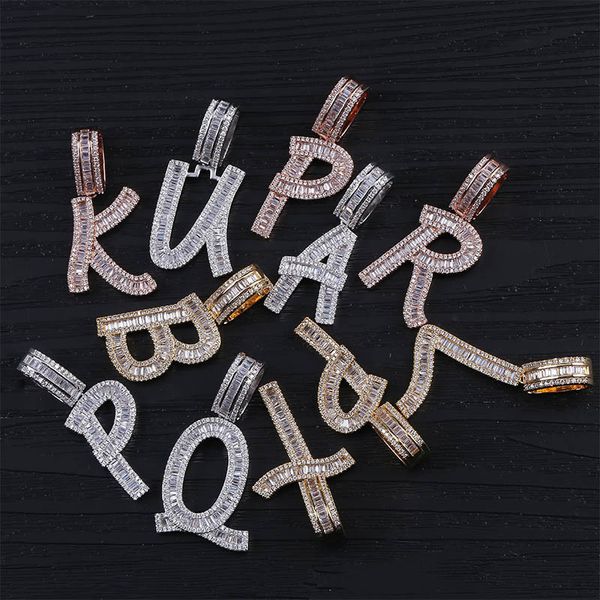 

personality 26 english t square letters hanging zircon hip-hop men and women lovers necklace can split joint, Silver