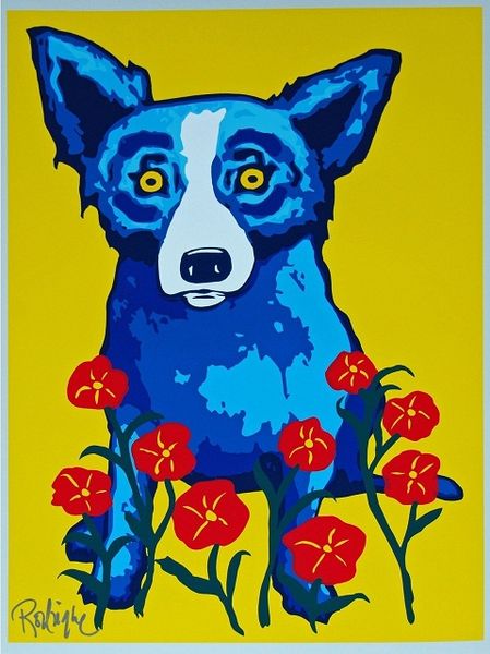

6f george rodrigue blue dog spring is here hd print oil painting home decor wall art on canvas multi sizes frame options137