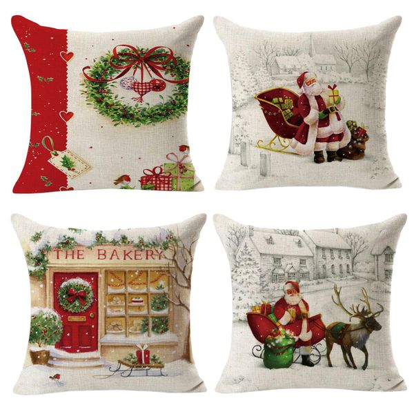 

pillow case 2019 fashion 45x45cm pcs merry christmas linen square throw flax pillow case decorative cushion cover #45