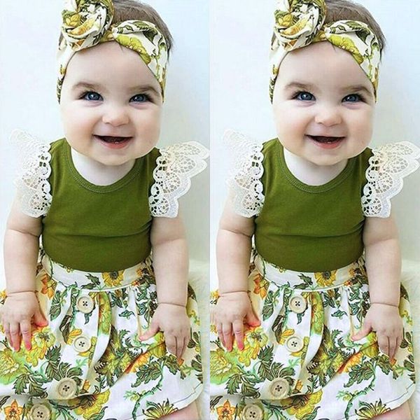 

sweet girl clothing summer toddler girl romper outfits dress headbands for girls 3 pcs set, Blue