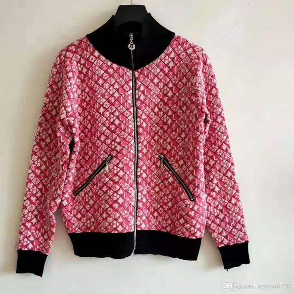 

827 2019 autumn flora print sweater long sleeve crew neck red cardigan luxury fashion womens clothes panelled qian, White;black