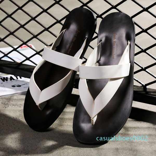 

men slippers new arrival 2019 flip flops summer men shoes 3 colors beach slippers fashion casual slides sandals c02, Black