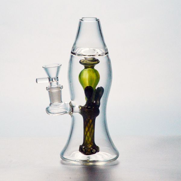 Lava Lamp Glass Bong Oil Dab Rig Bottle Shape Beaker Glass Water Bong Pipes Smoking Rigs 14mm Fmale Joint Thick Waterpipe con ciotola