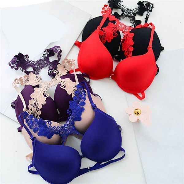 

femme lingeries push up bra сексуальных женщин бюстгальтер передняя закрытие lace racer назад smooth push up нижнее белье non convertible ре, Red;black