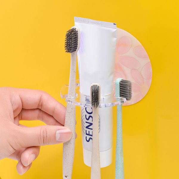 

1 pcs plastic toothbrush holder disc multi-card slot toothbrush rack toothbrush hanging set storage box bathroom organizer tools