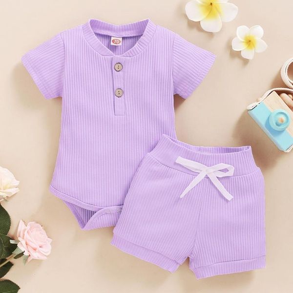 

toddler cartoon clothes baby solid romper bodysuit+shorts sets 2020 summer toddler outwear short sleeve boys casual set, White