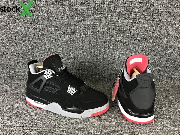 

new trainers 4 bred black red low white men basketball shoes sports women sneakers wholesale size 5.5-13