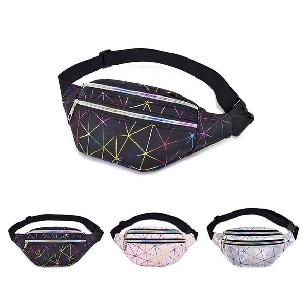 

holographic pockets ladies pink silver black geometric pockets laser phone bag