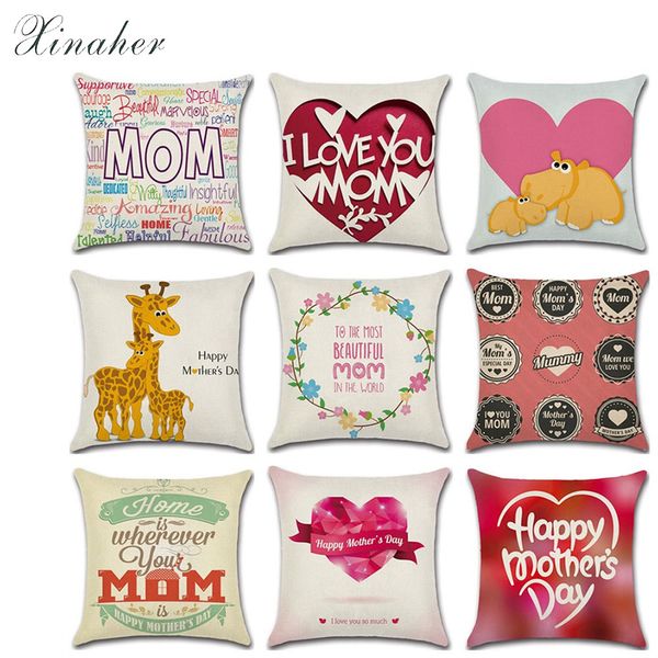 

mother's day series theme cute animal rhino giraffe cartoon hug pillowcase cushion cover home car cushion cover