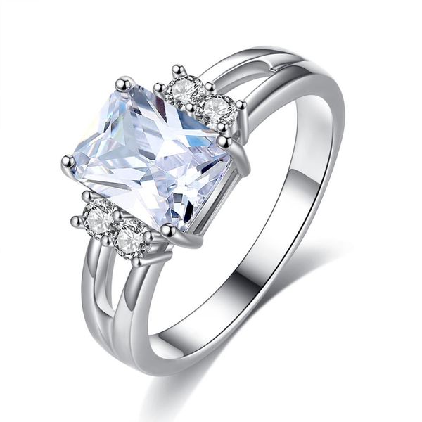 

s925 silver engagement ring for women inlay multicolor square zircon ring anniversary gift xiao mei zi, Slivery;golden