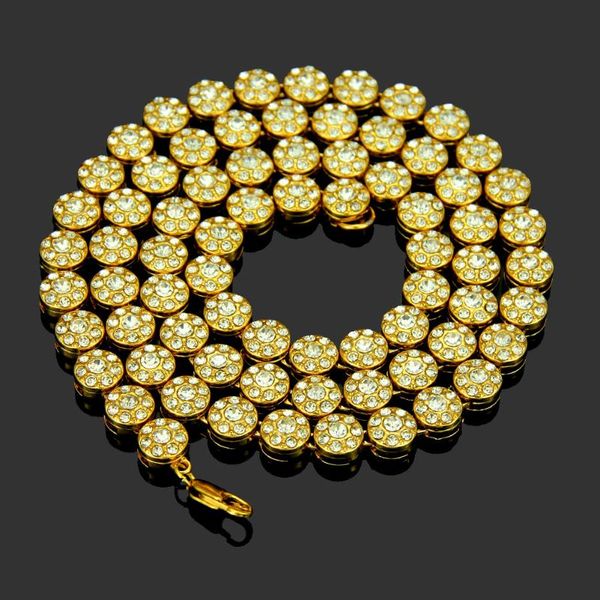 

europe and america hip hop exaggeration cool rhinestone men single row daikin chain diamond set cuba pendant hip hop necklace, Silver