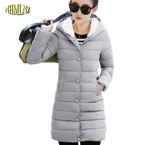 

2019 new winter women cotton jacket korean style hooded slim cotton coat fashion solid color medium long coat hah025, Tan;black