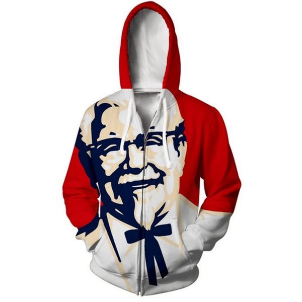 

drop shipping kfc 3d printed sweatshirt for women men hoodies/zipper hoodie, Black